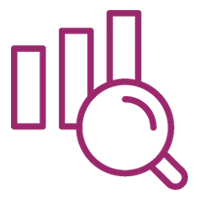 graph with magnifying glass